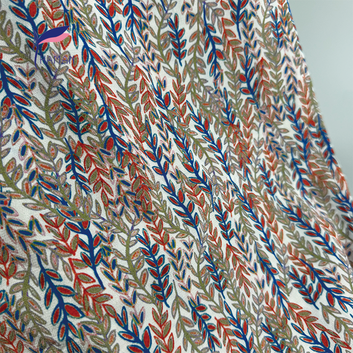 Botanical Roots & Leaves 50D Crepe Georgette 116gsm ± - Vibrant Silky Touch Fabric for Summer Dresses, Kimono & Lingerie - Image 2