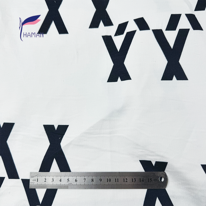 21Wale 151gsm Cotton Corduroy Fabric White Base with Black X Motifs Structured for Girls' Dresses Skirts Pants Plain Curtains