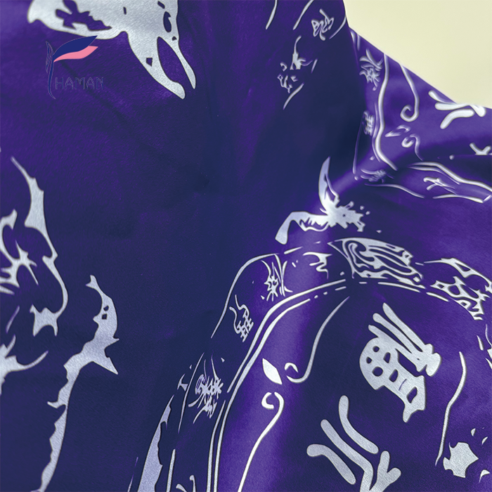 17 Momme Purple Crepe Satin Fabric with Traditional Chinese Fu Pictograph Pattern, 118gsm Lightweight Comfortable Material - Image 6