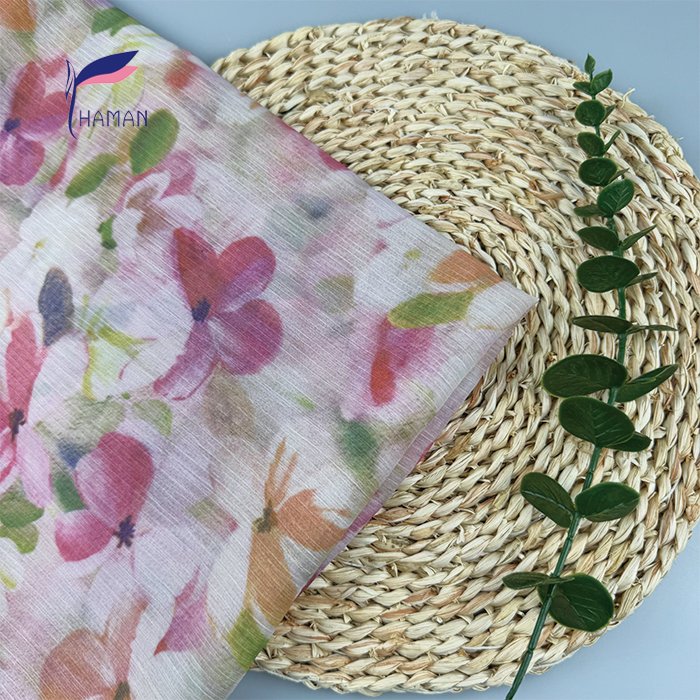 Wholesale 100% Polyester Sheer Fabric - Pink Blooms Print 70gsm, Ultra-Lightweight Non-See-Through for Scarves & Dresses - Image 2