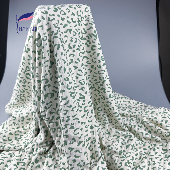 Wholesale 94%P 6%SP Fabric for Cream Base with Green Polka Dots 180gsm 4-Way Stretch Ribbed Knit for Tops & Bottoms - Image 6