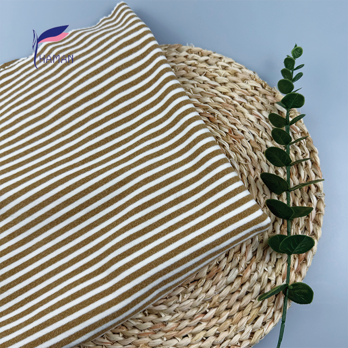 Wholesale 92%P 8%SP Yarn-Dyed Striped Knit - Cream Base & Yellow Stripes, 260gsm Heavyweight Fleece Back for Tops & Bottoms - Image 2