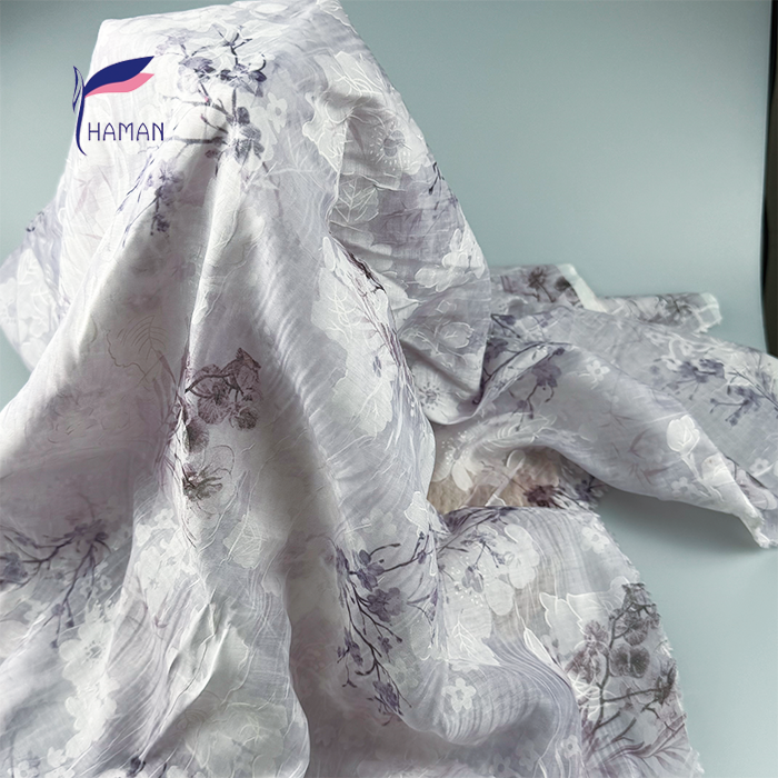 Wholesale 100% Polyester Crinkle Fabric Lilac All-Over Floral Print 40gsm Ultra-Sheer Luxury Scarves Cheongsam Crepe Interlining - Image 7