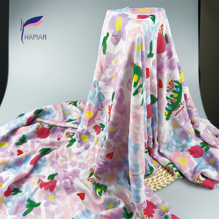 Wholesale 100% Polyester Floral Fabric - Blended Pink & Purple Blooms Print, 40gsm Ultra-Sheer for Luxury Scarves & Dresses - Image 7