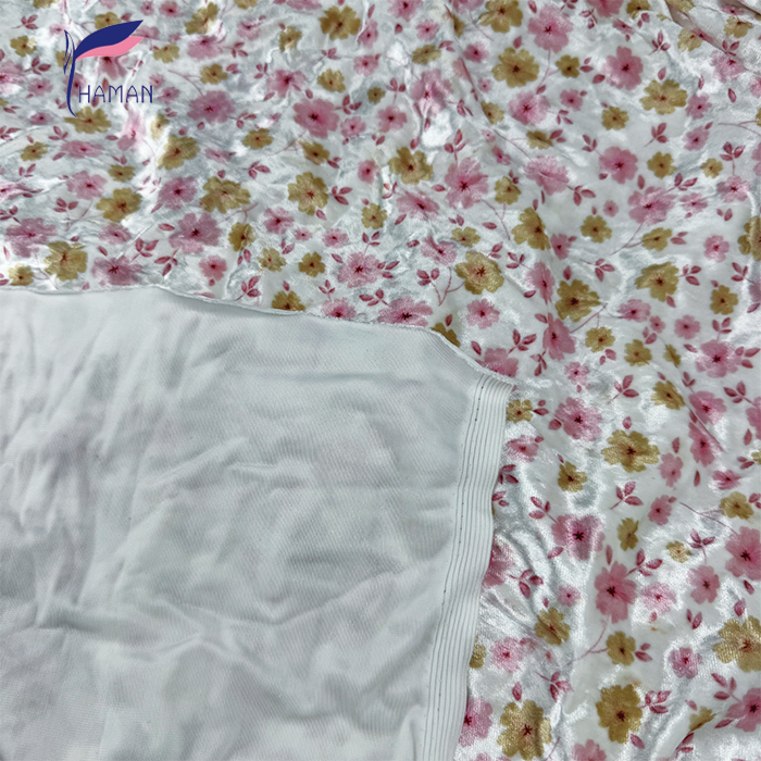 Wholesale 95%P 5%SP Velvet Floral Print Fabric - Small Blossoms on Textured Base, 263gsm Heavyweight for Skirts & Pants - Image 2