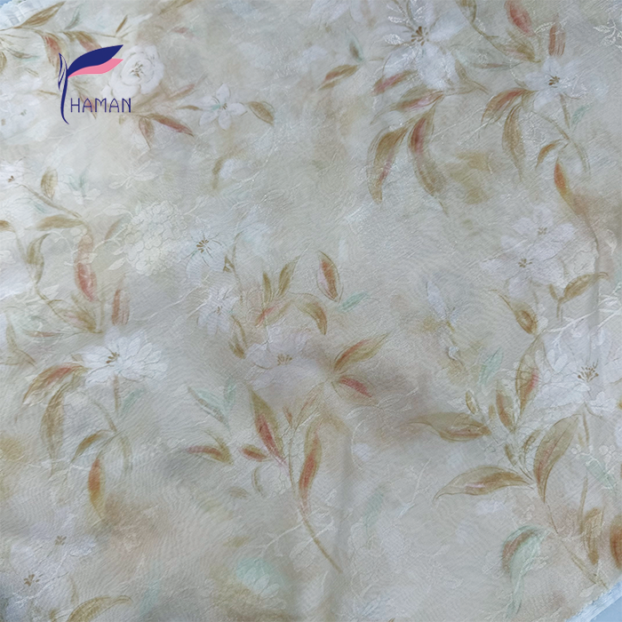 Wholesale 70%P 30%N Solid-Colored Base with Blossom Motifs 60gsm Ultra-Sheer Non-See-Through for Luxury Cheongsam & Scarf Fabric - Image 6