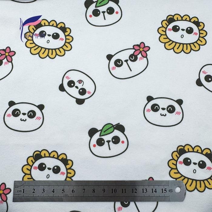 Low Price Wholesale 260gsm 92%P 8%Spandex Knit Polyester Print - White Base Cartoon Panda Heads for Kids Apparel & Home Decor - Image 2