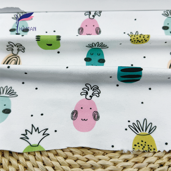 Comfortable Low Price Wholesale 92%P 8%Sp Knit Polyester Print - White Cartoon Pineapple Pattern for Kids Apparel & Home Decor - Image 5