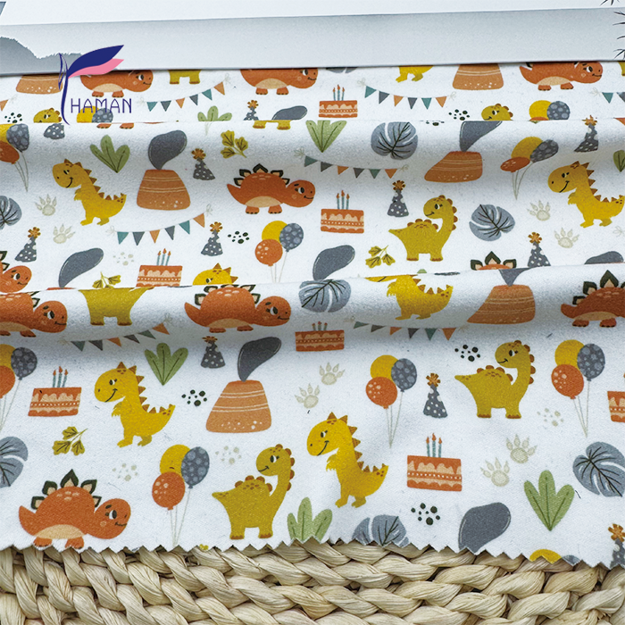 Comfortable Low Price Wholesale 92%P 8%Sp Knit Polyester Print - White Cartoon Dinosaur Pattern for Kids Apparel & Home Decor - Image 5