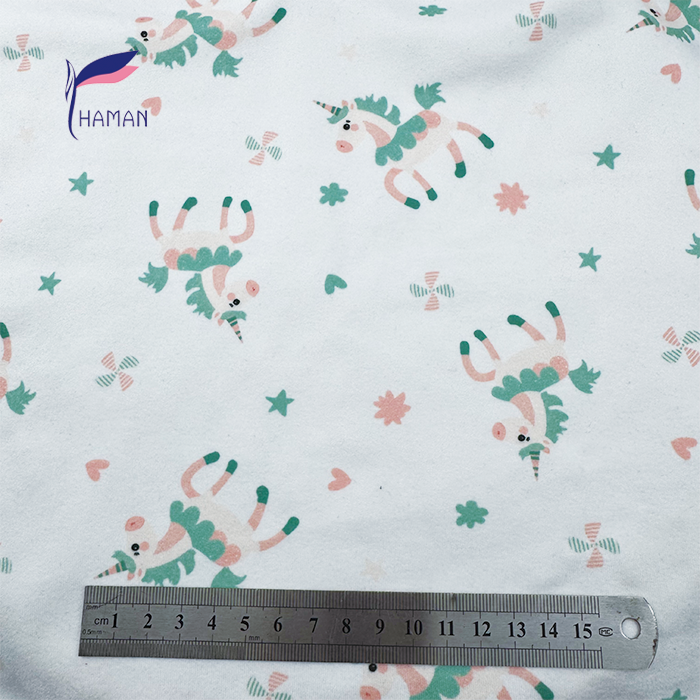 Comfortable 260gsm 92%P 8%Spandex Knit Print Premium Low Price White Unicorn Cartoon for Girls for Kids Pajamas & Sleepwear - Image 5