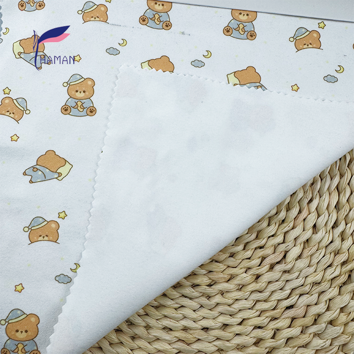 Comfortable Low Price Wholesale 260gsm 92%P 8%Spandex Knit Polyester Print - White Pajama Bear Cartoon for Kids Sleepwear - Image 5