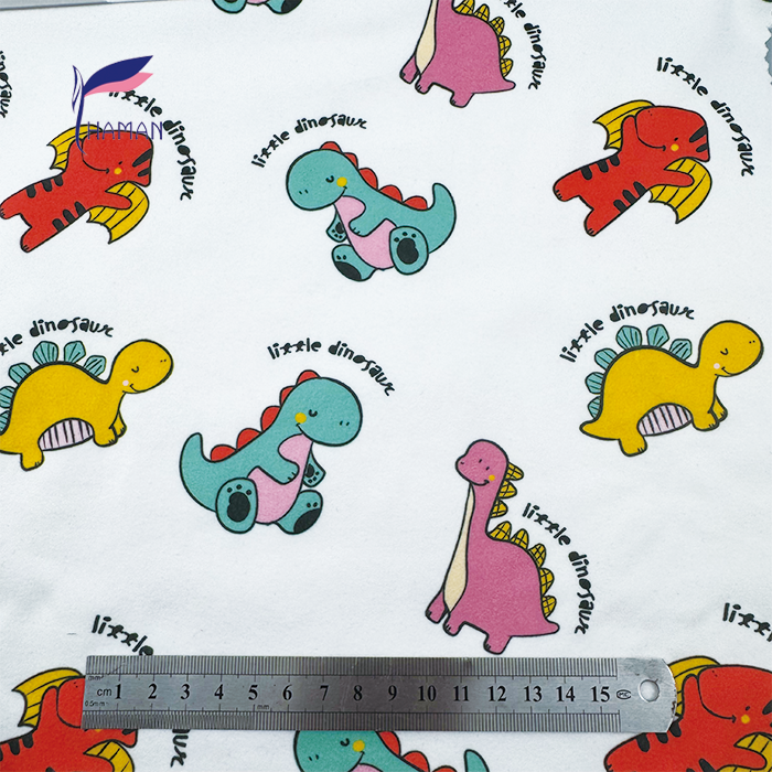 Comfortable Low Price Wholesale 92%P 8%Sp Knit Polyester Print - White Cartoon Dinosaur Pattern for Kids Apparel & Home Decor - Image 5