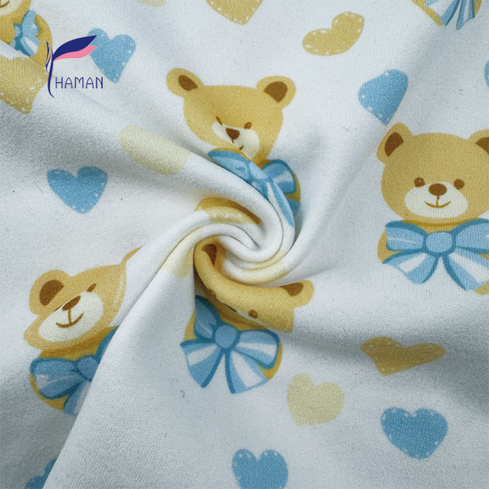 Comfortable Low Price Wholesale 260gsm 92%P 8%Spandex Knit Polyester Print - White Pajama Bear Cartoon for Kids Sleepwear - Image 5