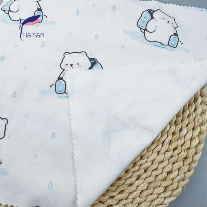 Low Price Wholesale 260gsm 92%P 8%Spandex Knit Polyester Print - White Base Cartoon Bear Heads for Kids Apparel & Home Decor - Image 5