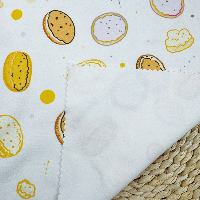 Wholesale 260gsm 92% P 8% SP Knit Polyester Print Fabric White Base Cartoon Bread Pattern for Kids Apparel Home Decor for Girls - Image 5
