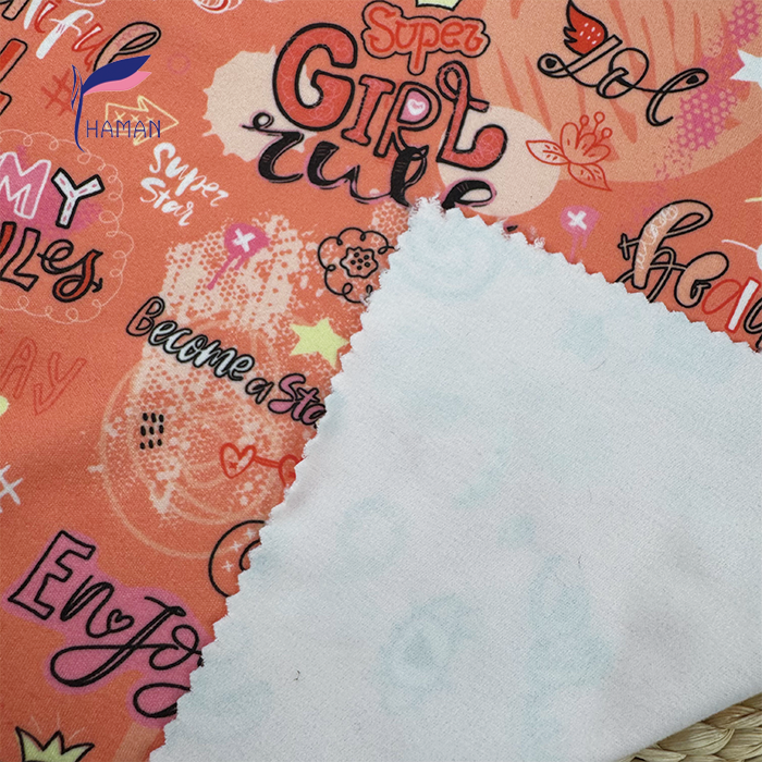 Wholesale Custom Color 260gsm 92%P 8%Spandex Knit Polyester Print Fabric - Word Pattern for Kids Apparel & Home Decor, Low Price - Image 8