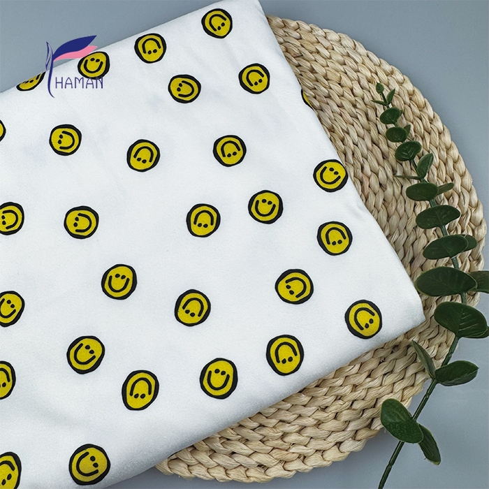 Soft Smiley Print Knit Fabric 92% Polyester 8% Spandex 260gsm White Base | Wholesale for Kids Wear Home Decor - Image 6