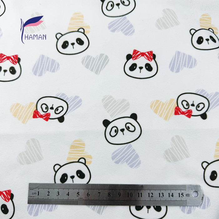 Low Price Wholesale 260gsm 92%P 8%Spandex Knit Polyester Print - White Base Cartoon Panda Heads for Kids Apparel & Home Decor - Image 4