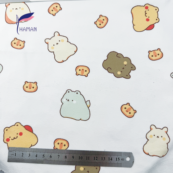 Low Price Wholesale 260gsm 92%P 8%Spandex Knit Polyester Print - White Base Cartoon Animal for Kids Apparel & Home Decor - Image 4