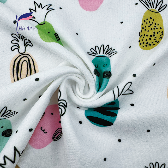 Comfortable Low Price Wholesale 92%P 8%Sp Knit Polyester Print - White Cartoon Pineapple Pattern for Kids Apparel & Home Decor - Image 4