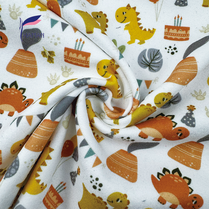 Comfortable Low Price Wholesale 92%P 8%Sp Knit Polyester Print - White Cartoon Dinosaur Pattern for Kids Apparel & Home Decor - Image 3
