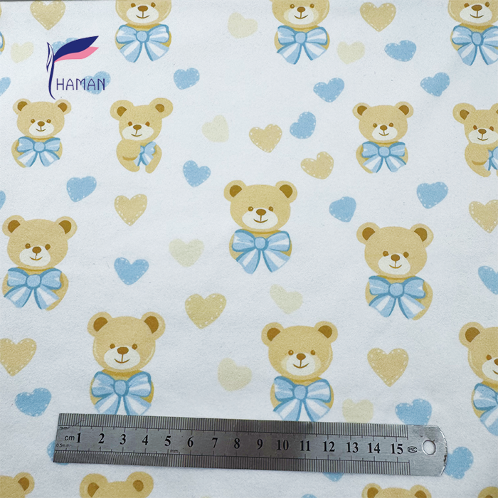 Comfortable Low Price Wholesale 260gsm 92%P 8%Spandex Knit Polyester Print - White Pajama Bear Cartoon for Kids Sleepwear - Image 4