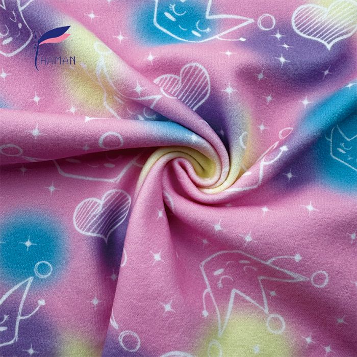 Wholesale Comfortable Low Price 260gsm 92%P 8%Spandex Knit Print - Colorful Crown & Heart Pattern Kids Pajamas - Image 4