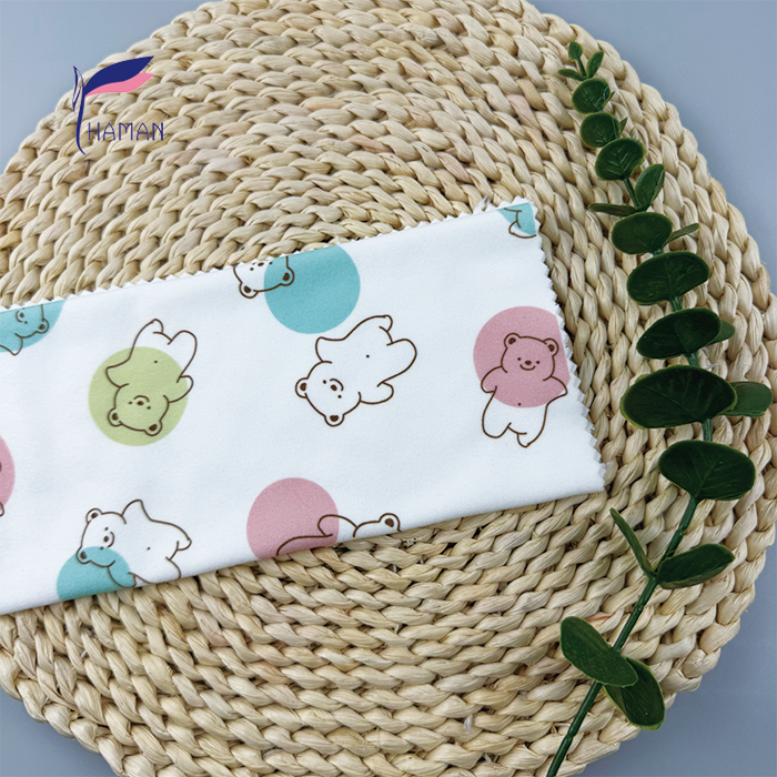 Low Price Wholesale 260gsm 92%P 8%Sp Knit Polyester Print - White Base Cartoon Bear & Colour Heads for Kids Apparel & Home Decor - Image 6