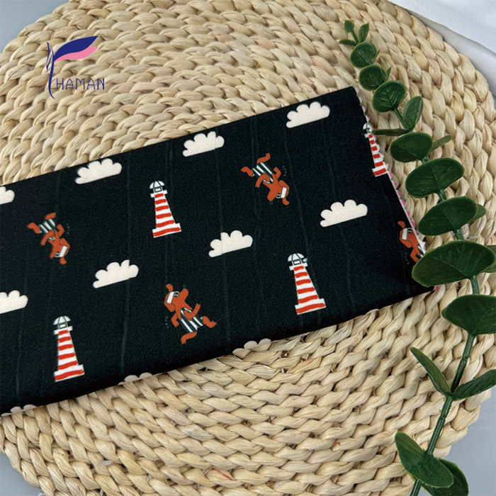 Wholesale 260gsm 92% P 8% Spandex Knit Polyester Print Stretch Black Dog Lighthouse Cartoon Kids Apparel Home Decor Low Price - Image 6