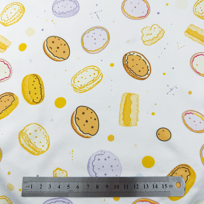 Wholesale 260gsm 92% P 8% SP Knit Polyester Print Fabric White Base Cartoon Bread Pattern for Kids Apparel Home Decor for Girls - Image 5