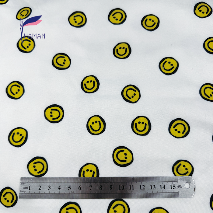 Soft Smiley Print Knit Fabric 92% Polyester 8% Spandex 260gsm White Base | Wholesale for Kids Wear Home Decor - Image 5