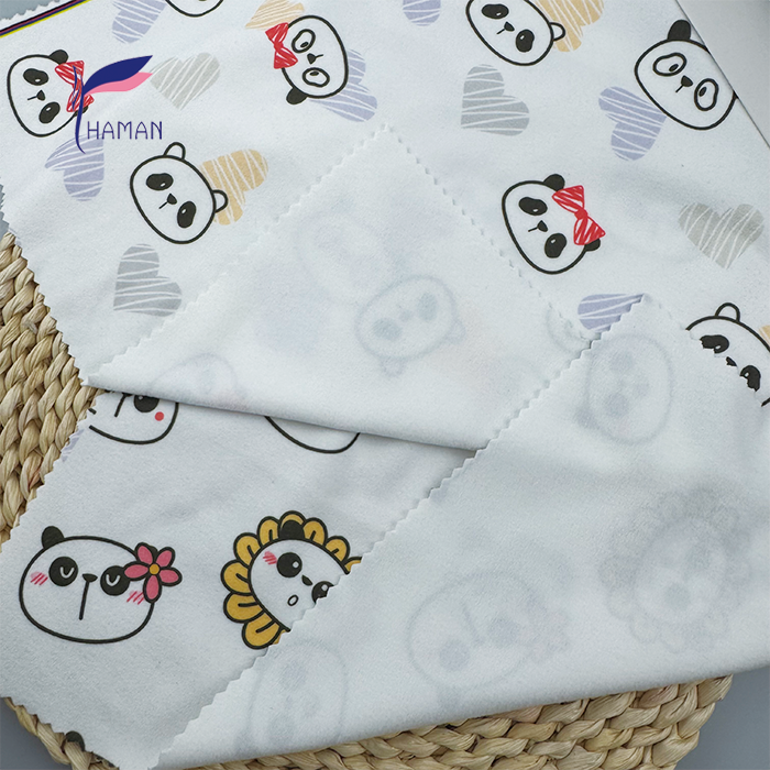 Low Price Wholesale 260gsm 92%P 8%Spandex Knit Polyester Print - White Base Cartoon Panda Heads for Kids Apparel & Home Decor - Image 5