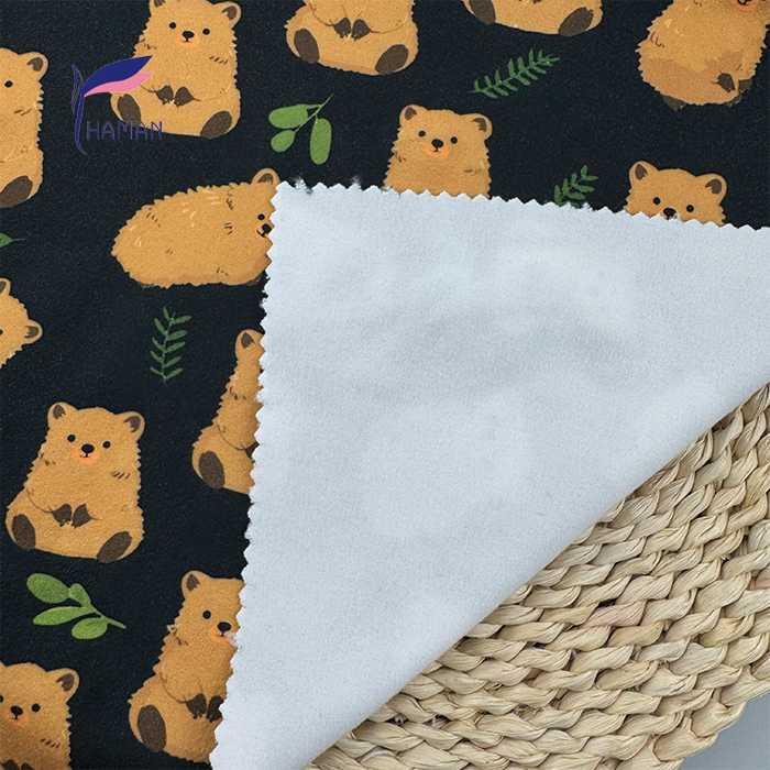 Low Price Wholesale 260gsm 92%P 8%Spandex Knit Polyester Print - Black Base Cartoon Raccoon Heads for Kids Apparel & Home Decor - Image 3