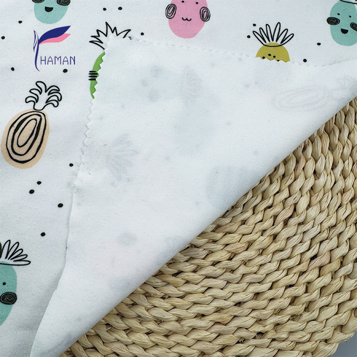 Comfortable Low Price Wholesale 92%P 8%Sp Knit Polyester Print - White Cartoon Pineapple Pattern for Kids Apparel & Home Decor - Image 2