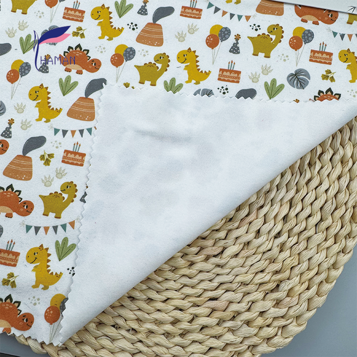 Comfortable Low Price Wholesale 92%P 8%Sp Knit Polyester Print - White Cartoon Dinosaur Pattern for Kids Apparel & Home Decor - Image 4