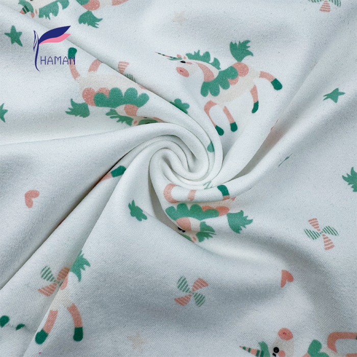 Comfortable 260gsm 92%P 8%Spandex Knit Print Premium Low Price White Unicorn Cartoon for Girls for Kids Pajamas & Sleepwear - Image 3