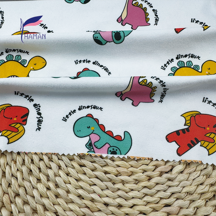 Comfortable Low Price Wholesale 92%P 8%Sp Knit Polyester Print - White Cartoon Dinosaur Pattern for Kids Apparel & Home Decor - Image 4
