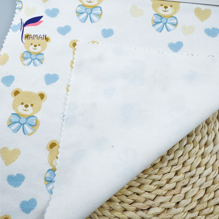 Comfortable Low Price Wholesale 260gsm 92%P 8%Spandex Knit Polyester Print - White Pajama Bear Cartoon for Kids Sleepwear - Image 3