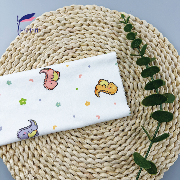 Comfortable Low Price Wholesale 92%P 8%Sp Knit Polyester Print - White Cartoon Dinosaur Pattern for Kids Apparel & Home Decor - Image 6