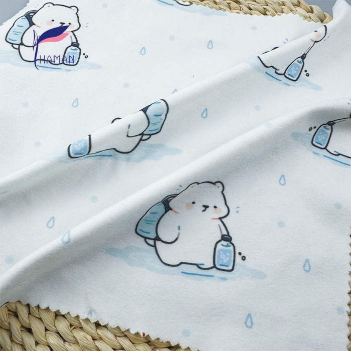 Low Price Wholesale 260gsm 92%P 8%Spandex Knit Polyester Print - White Base Cartoon Bear Heads for Kids Apparel & Home Decor - Image 3
