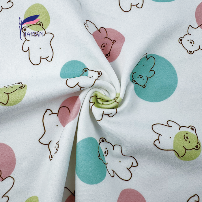 Low Price Wholesale 260gsm 92%P 8%Sp Knit Polyester Print - White Base Cartoon Bear & Colour Heads for Kids Apparel & Home Decor - Image 4