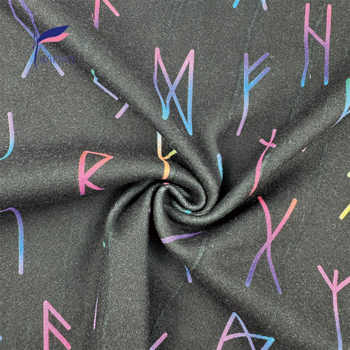 Wholesale Comfortable Low Price 260gsm 92%P 8%Sp Knit Print -Black Back Colorful Letters Cartoon for Kids Pajamas & Home Decor - Image 3
