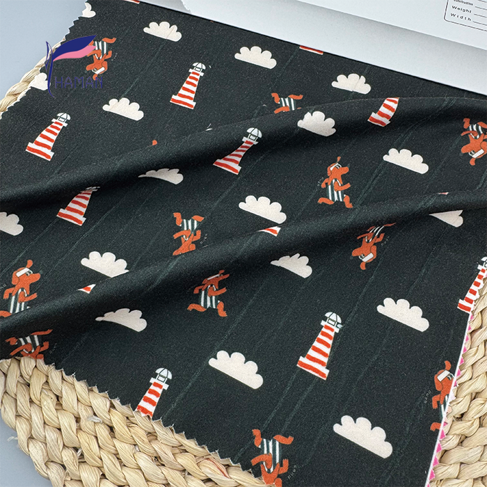 Wholesale 260gsm 92% P 8% Spandex Knit Polyester Print Stretch Black Dog Lighthouse Cartoon Kids Apparel Home Decor Low Price - Image 4