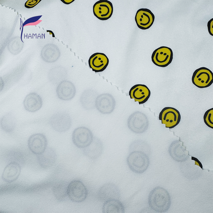 Soft Smiley Print Knit Fabric 92% Polyester 8% Spandex 260gsm White Base | Wholesale for Kids Wear Home Decor - Image 4