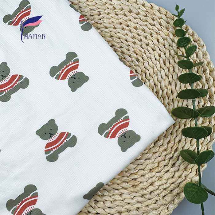 Wholesale 94% Polyester 6% Spandex White Bear Print Knitted Fabric 240gsm for Kids Wear Home Textile, Factory Price - Image 5