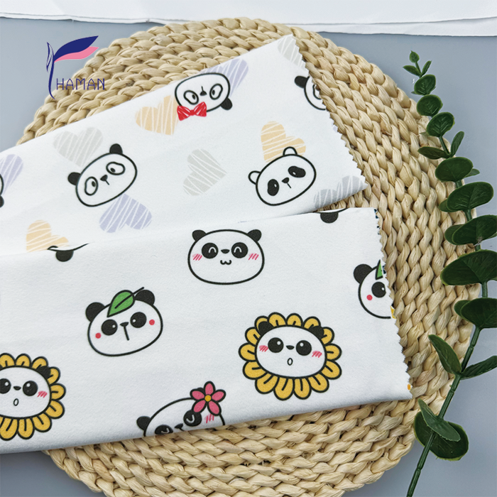 Low Price Wholesale 260gsm 92%P 8%Spandex Knit Polyester Print - White Base Cartoon Panda Heads for Kids Apparel & Home Decor - Image 6