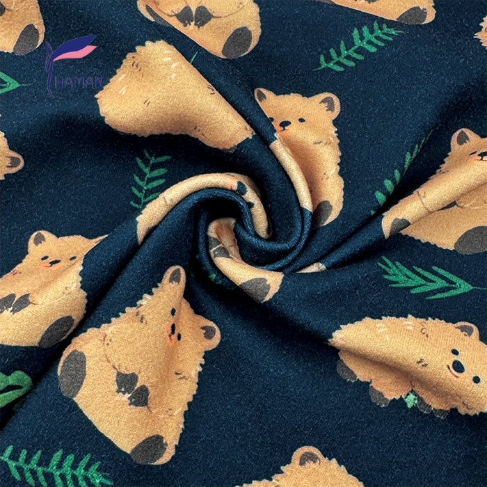 Low Price Wholesale 260gsm 92%P 8%Spandex Knit Polyester Print - Black Base Cartoon Raccoon Heads for Kids Apparel & Home Decor - Image 4