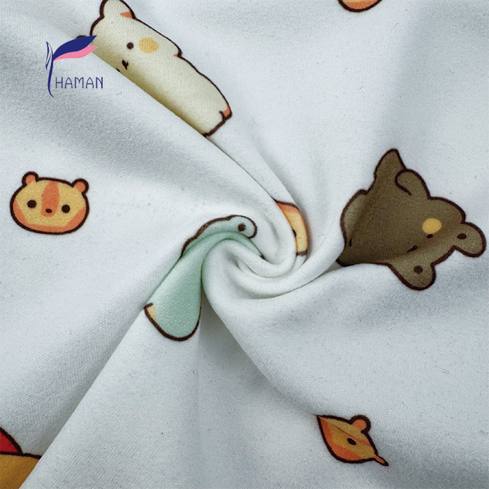 Low Price Wholesale 260gsm 92%P 8%Spandex Knit Polyester Print - White Base Cartoon Animal for Kids Apparel & Home Decor - Image 2