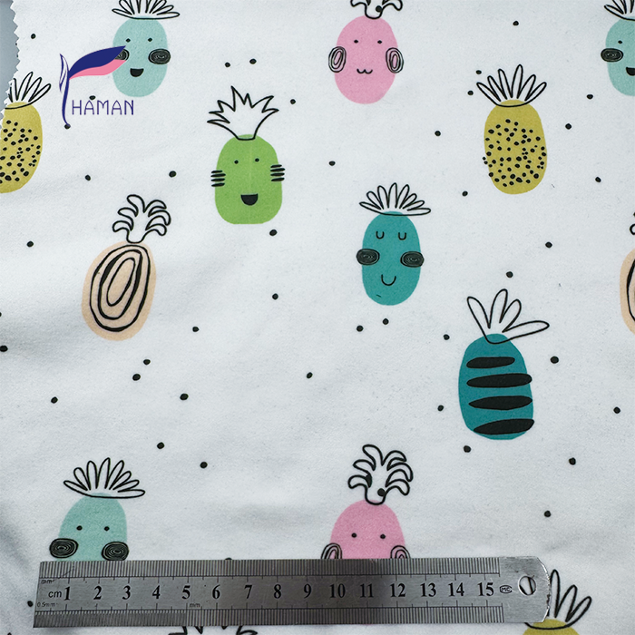 Comfortable Low Price Wholesale 92%P 8%Sp Knit Polyester Print - White Cartoon Pineapple Pattern for Kids Apparel & Home Decor - Image 3