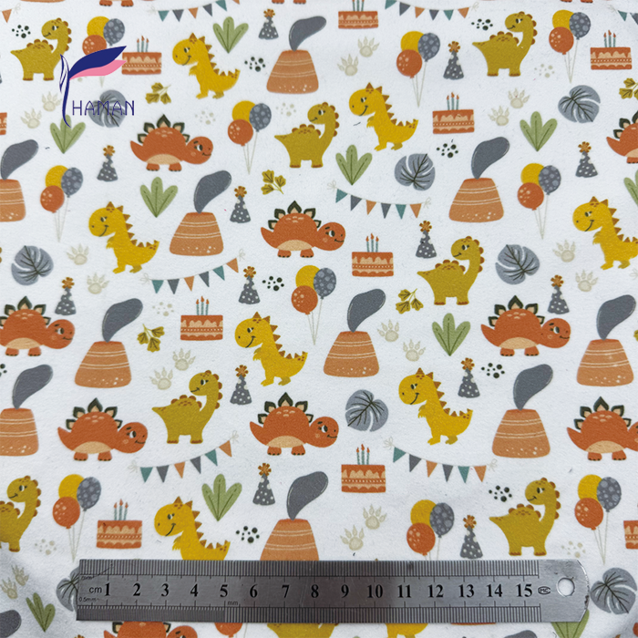 Comfortable Low Price Wholesale 92%P 8%Sp Knit Polyester Print - White Cartoon Dinosaur Pattern for Kids Apparel & Home Decor - Image 2